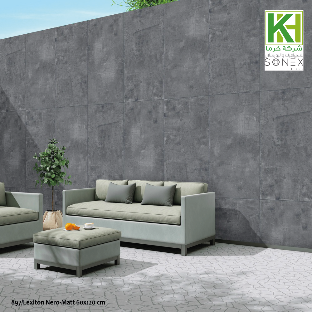 Picture of Indian matt porcelain tile 60x120 cm Lexiton Nero